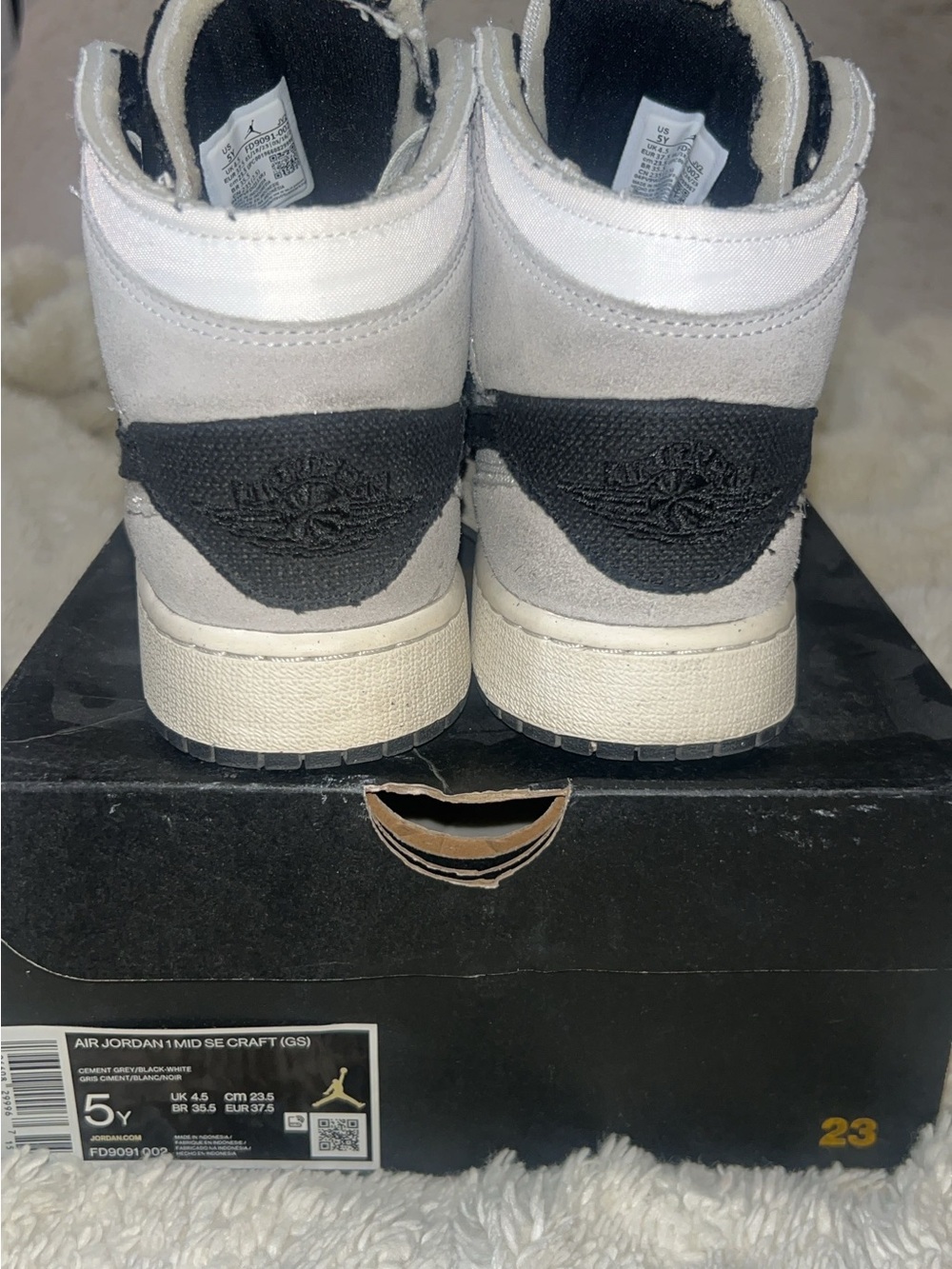 Jordan High-Top Sneakers - White, Gray, Black - Picture 3 of 5